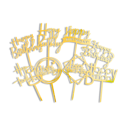 Topper dorato “Happy Birthday” – Decorazione per torta di compleanno per pet